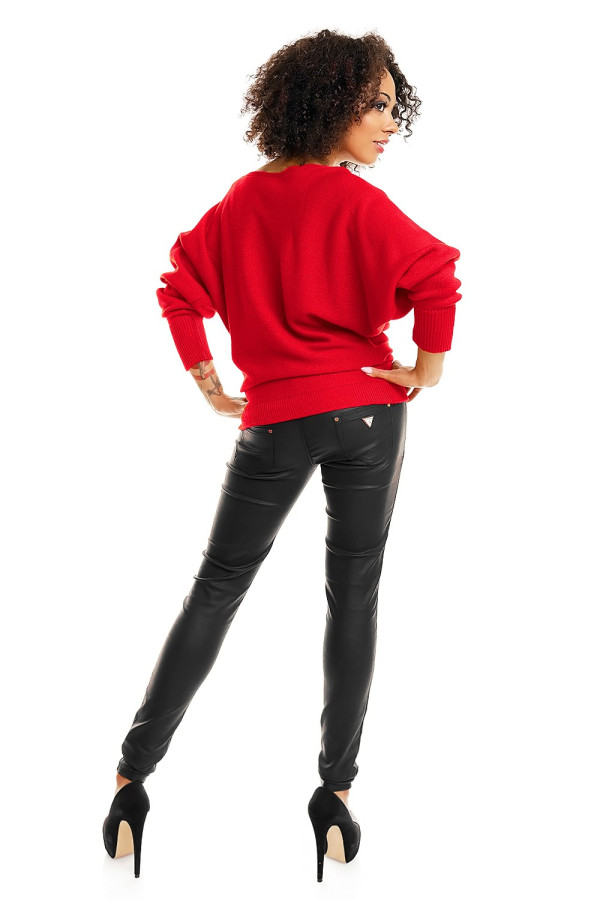 Volný svetr s netopýřími rukávy model 70003 červený