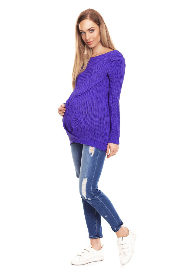 Těhotenský svetr s prokládaným vzorem model 40029 fialový