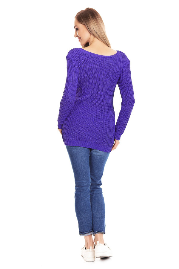 Těhotenský svetr s prokládaným vzorem model 40029 fialový