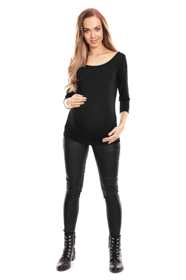 Těhotenská halenka s nařasením na bocích model 0142 černá