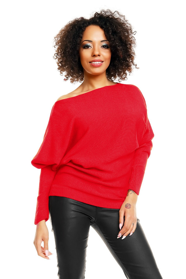 Volný svetr s netopýřími rukávy model 70003 červený