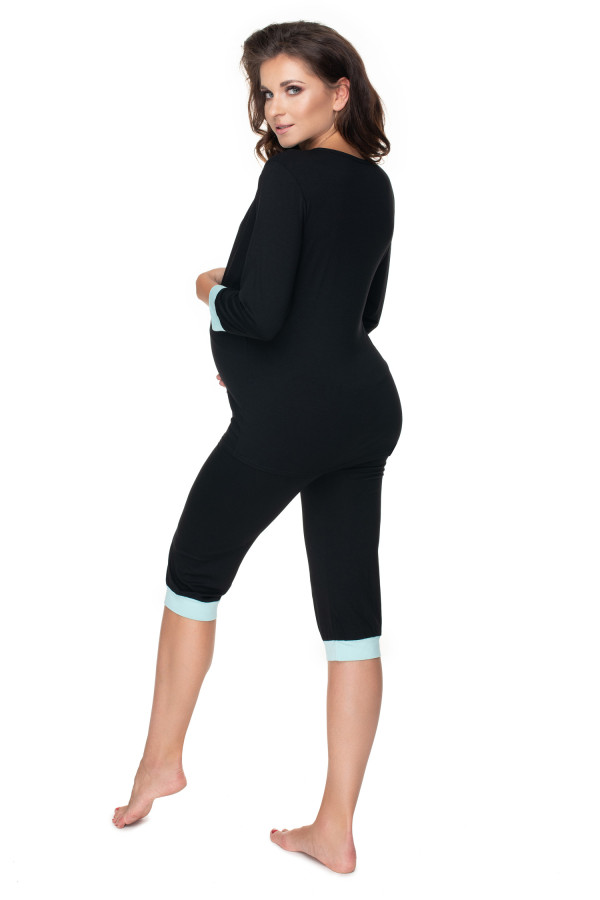 Těhotenské pyžamo s capri kalhotami model 0153 černé