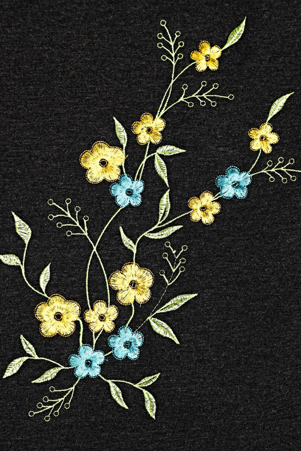 Zavinovací šaty s vyšívanými květy model 1624 grafitové