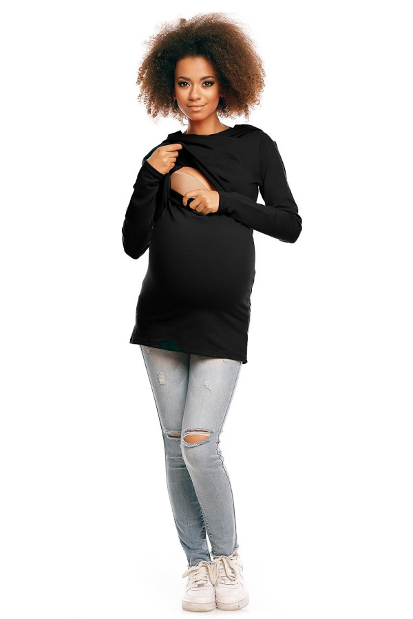 Těhotenská mikina s kapucí a s prostorem na kojení model 1473 černá