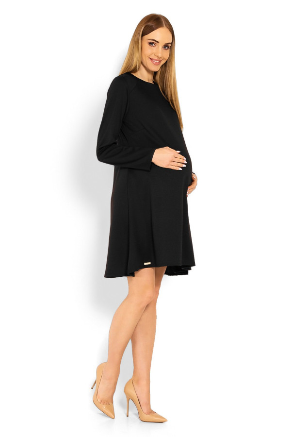 Klasické volné těhotenské šaty s áčkovým střihem černé