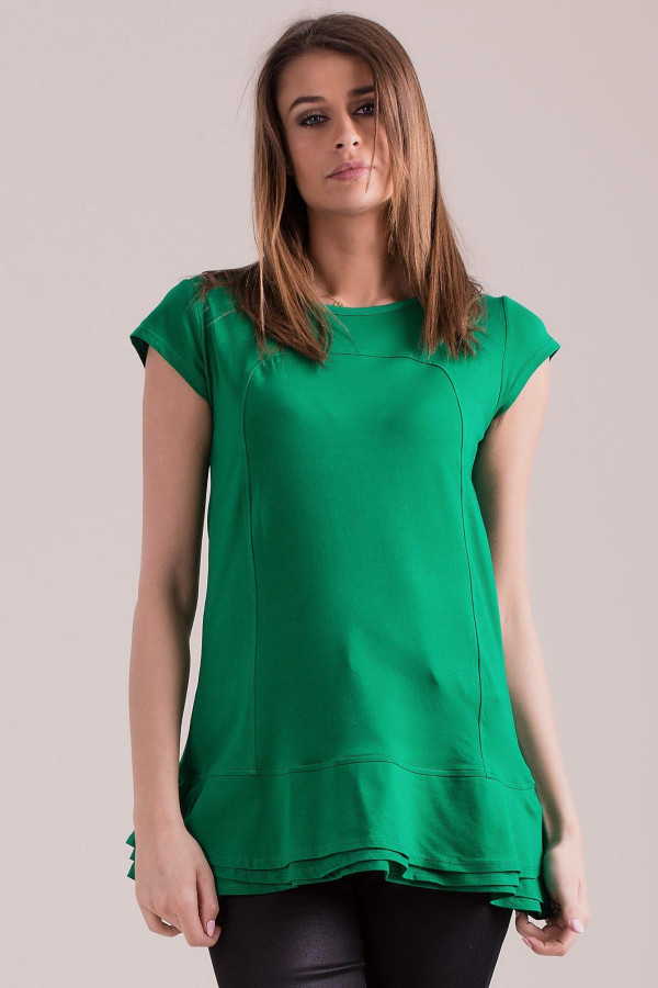 Krátké tunikové šaty s vrstvenými volánky model 62008 zelené