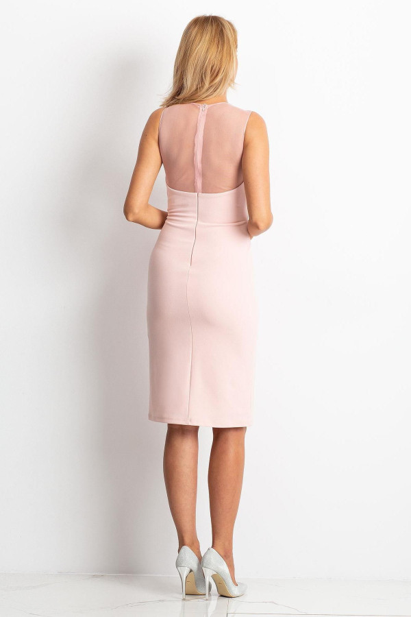 Obtažené šaty s elegantním topem model 08267 růžové