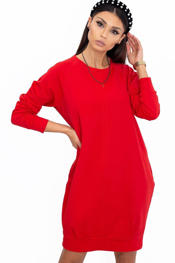Mikinové šaty Cristine s kapsami červené