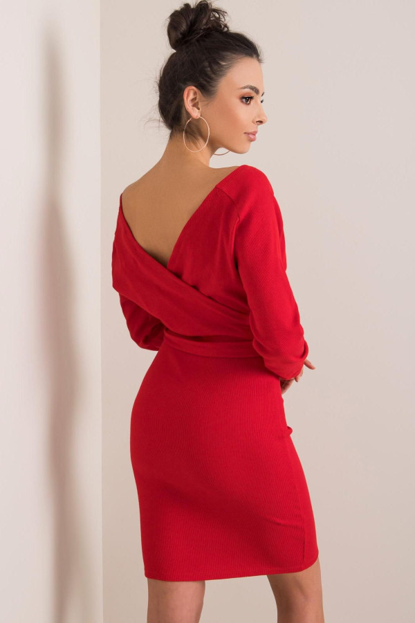 Převazové šaty Dolce z vroubkovaného materiálu červené