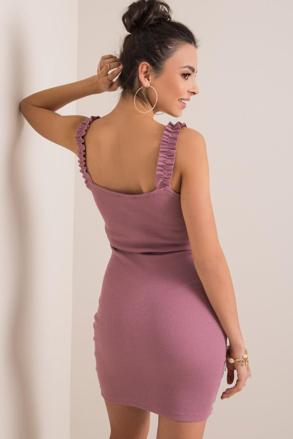 Šaty Majorca z vroubkovaného materiálu s nařasenými ramínky fialové