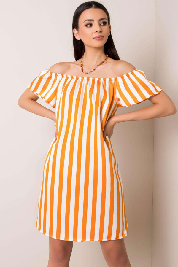 Pruhované šaty Kerri ve stylu Hispánka oranžové+bílé