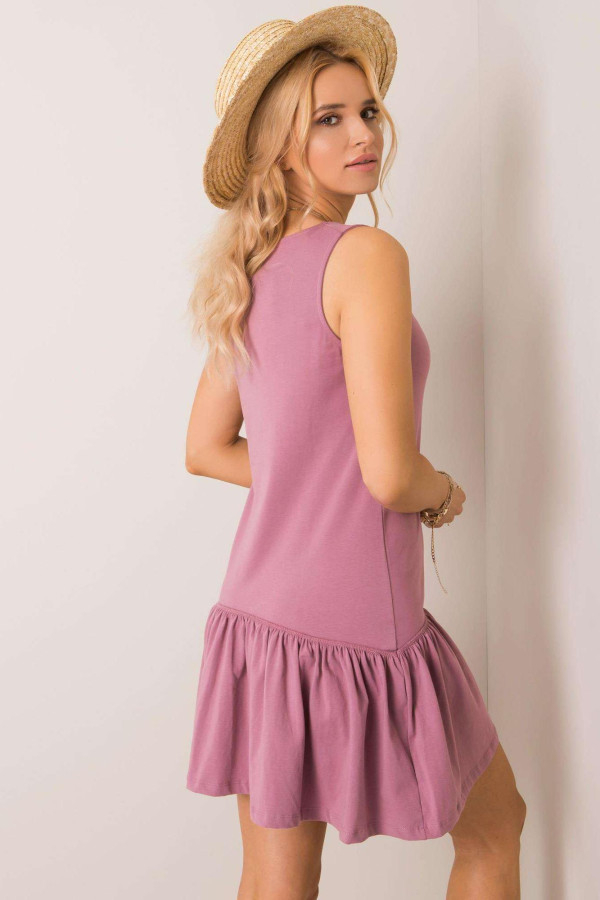 Krátké šaty Triple s nařasením a volány fialové