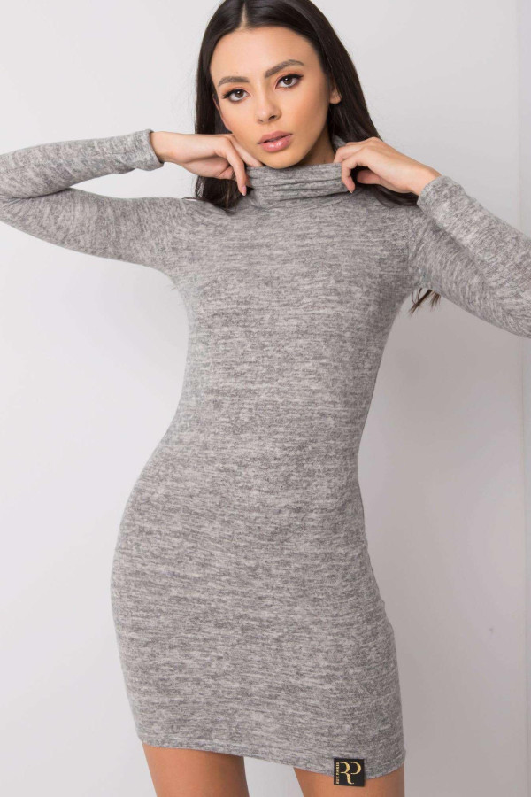 Krátké obtažené šaty Ercilla s límcem šedé