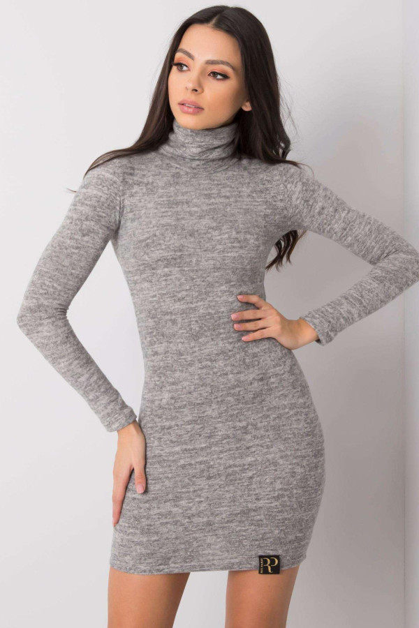 Krátké obtažené šaty Ercilla s límcem šedé