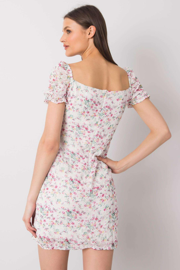 Krátké květinové šaty Alaiay s knoflíky béžové