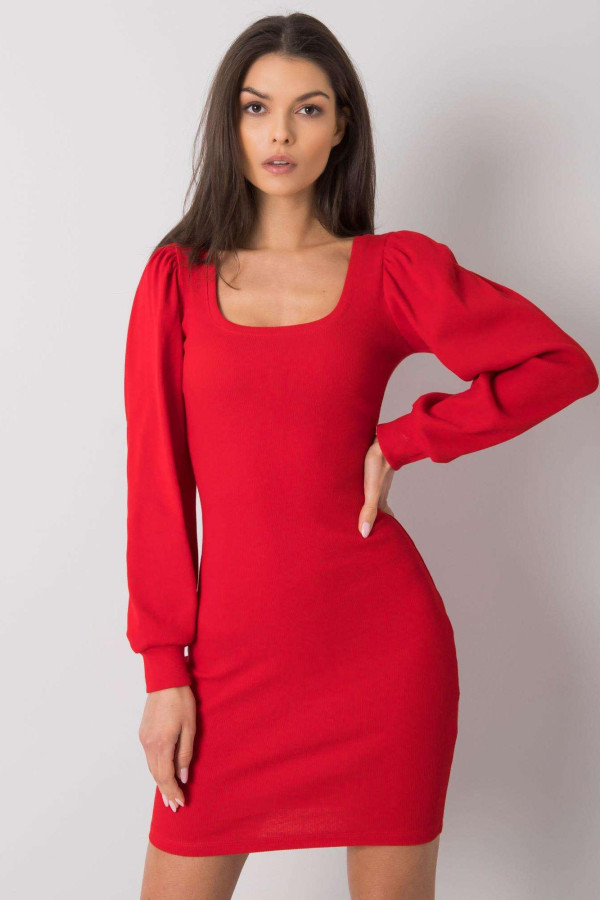 Krátké šaty Shantaya s širokými dlouhými rukávy červené