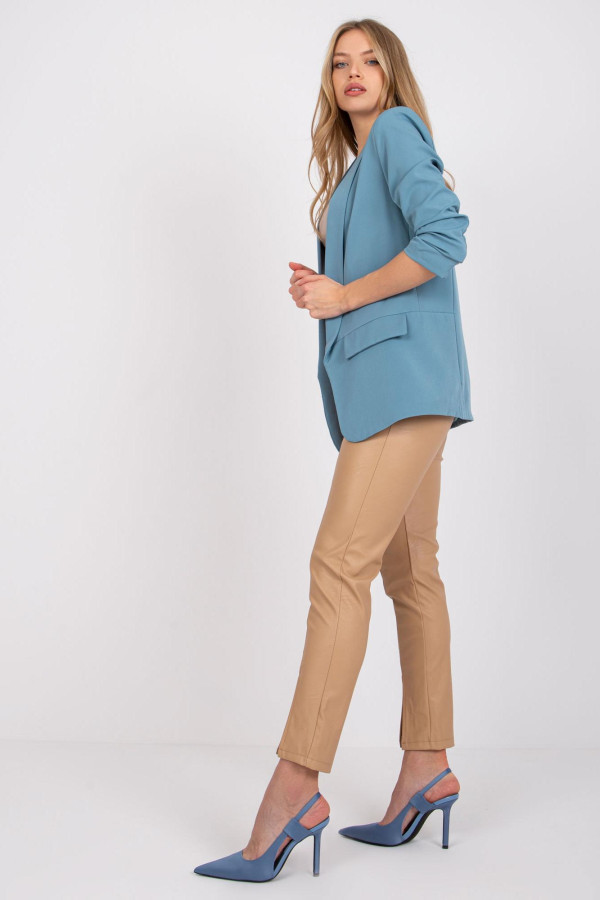 Elegantní sako s nařasenými rukávy model 52014 barva džínová