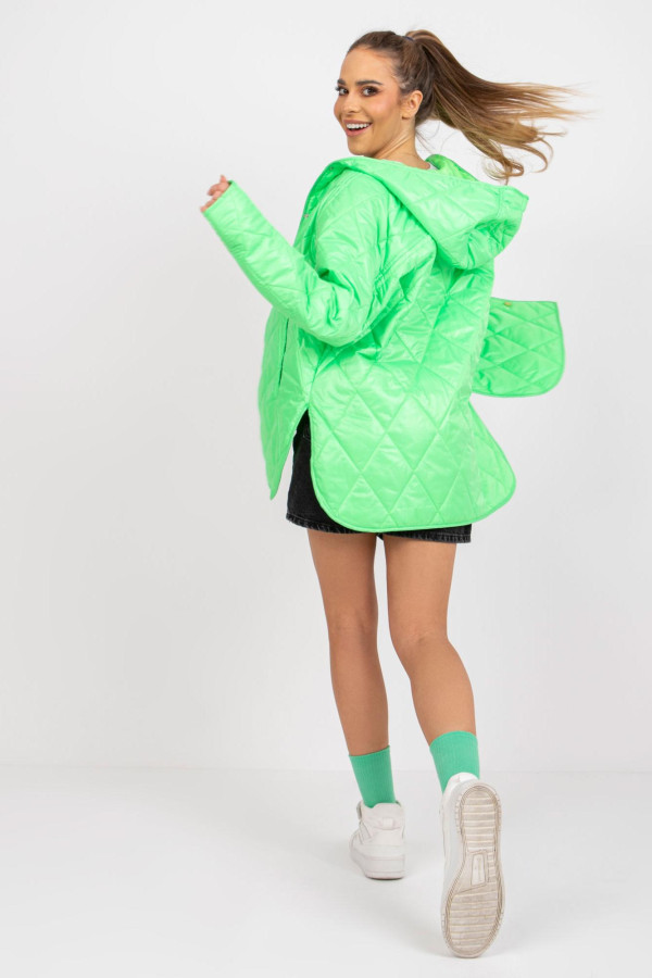 Prošívaná přechodná bunda s kapucí Eleanor neonově zelená