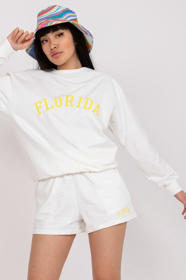 Souprava šortek a mikiny s vyšívaným nápisem Florida bílá