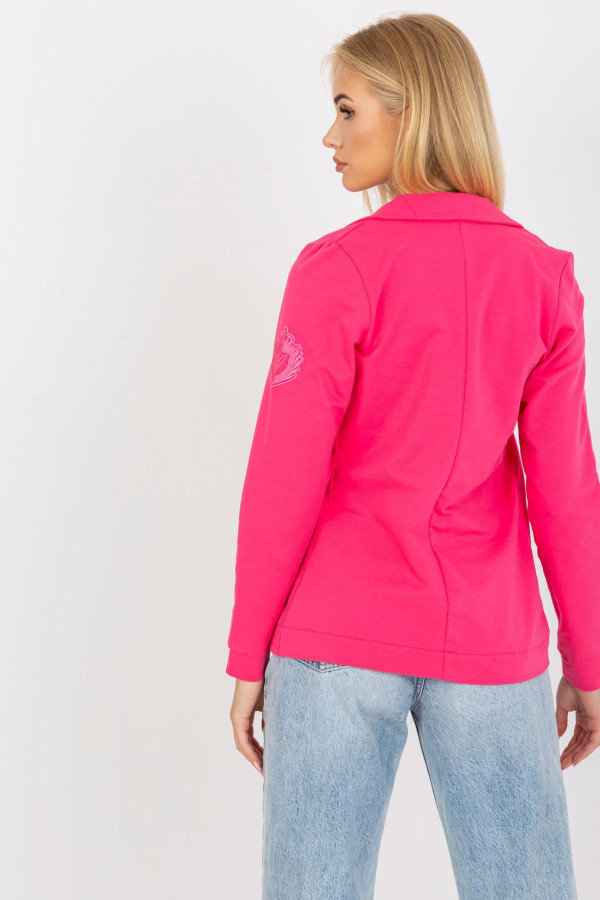 Bavlněné sako se zapínáním na knoflík model 03412 neonově růžové