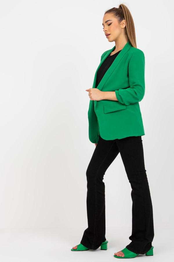 Elegantní sako s nařasenými rukávy model 52014 tmavě zelené