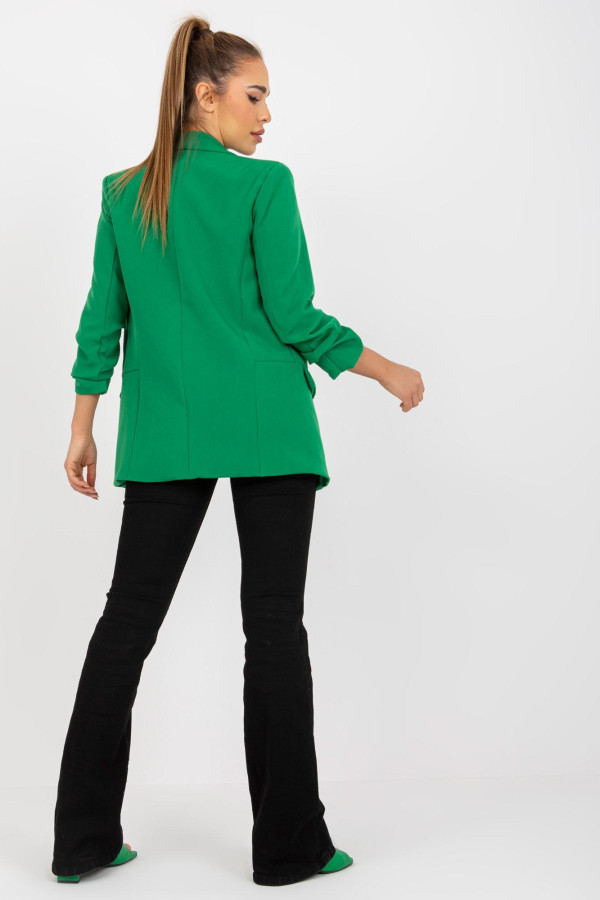 Elegantní sako s nařasenými rukávy model 52014 tmavě zelené