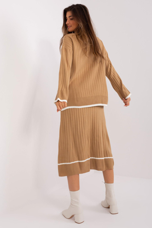 2-dílná svetrová souprava sukně a svetru model 21028 barva camel