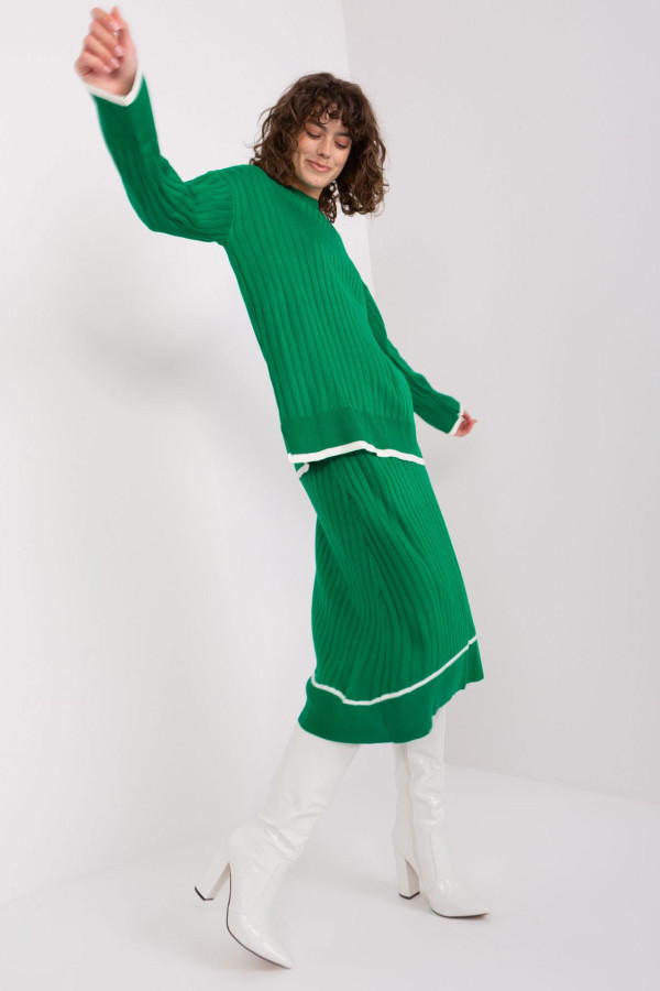 2-dílná svetrová souprava sukně a svetru model 21028 zelená