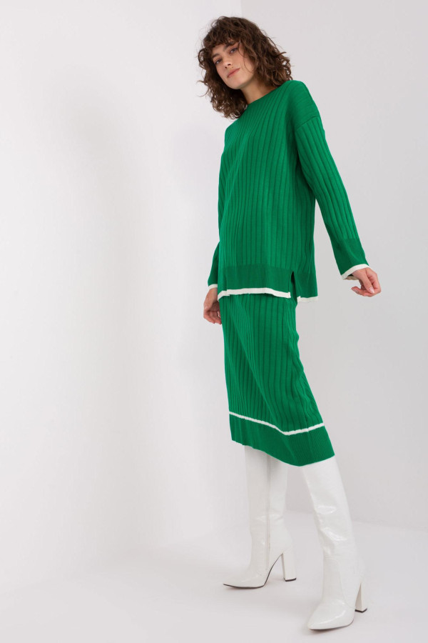 2-dílná svetrová souprava sukně a svetru model 21028 zelená