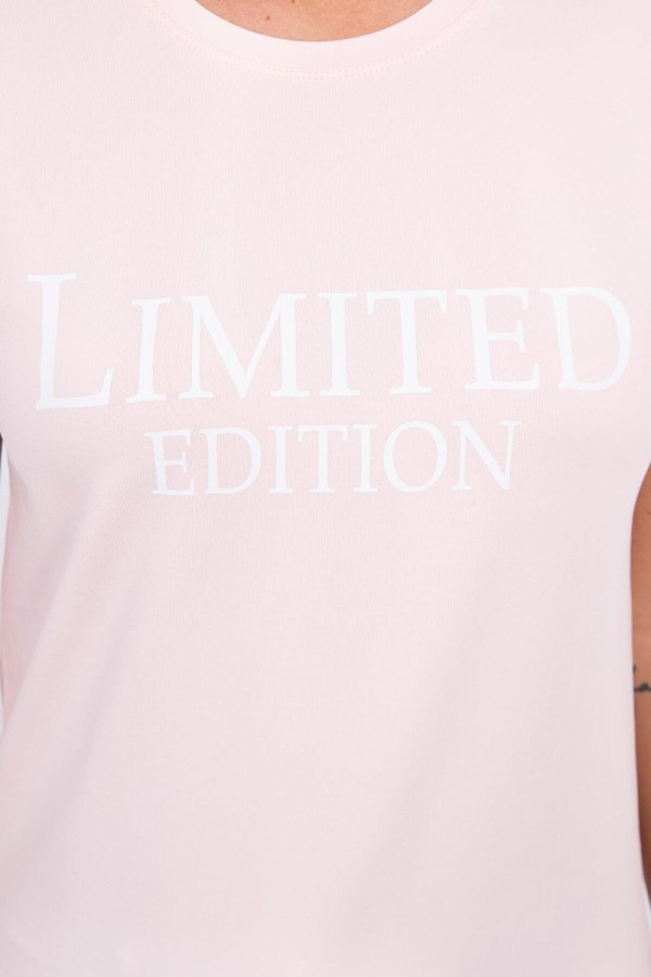 Tričko s nápisem Limited Edition pudrově růžové