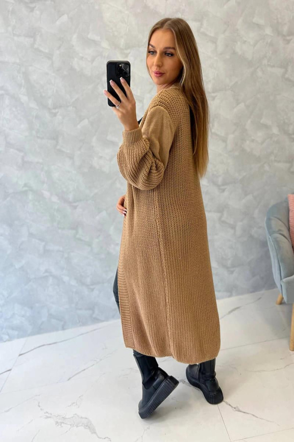 Kardigánový úpletový svetr model 2019-2 barva camel