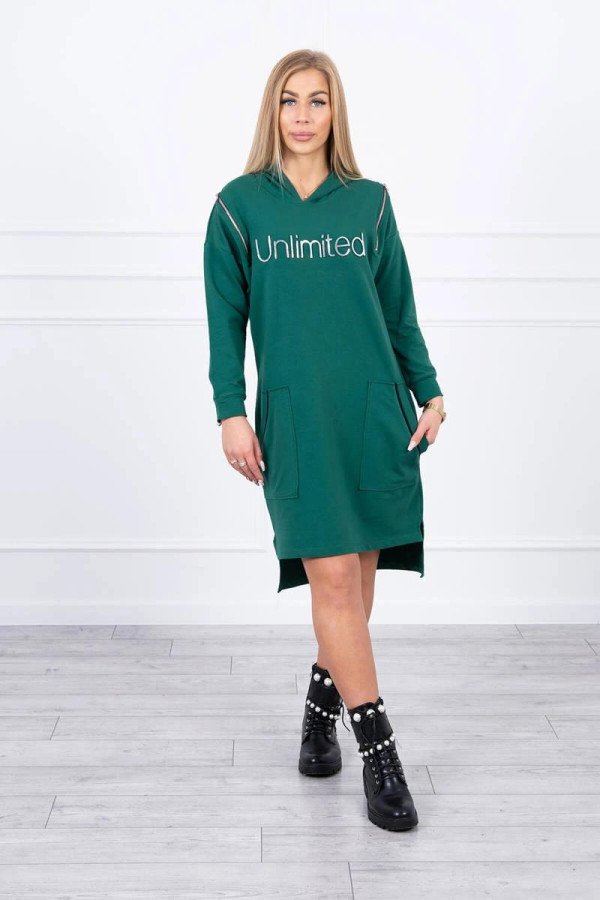Šaty Unlimited s kapsami a zipy model 9190 tmavě zelené