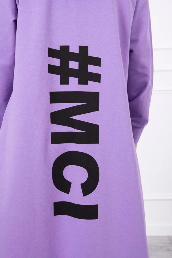 Kardigán s kapucí a s velkým nápisem #MCI na zádech barva lila