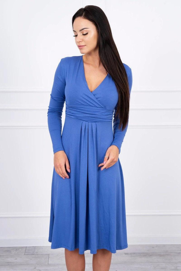 Volné šaty s převazem pod hrudníkem model 8315 barva džínová
