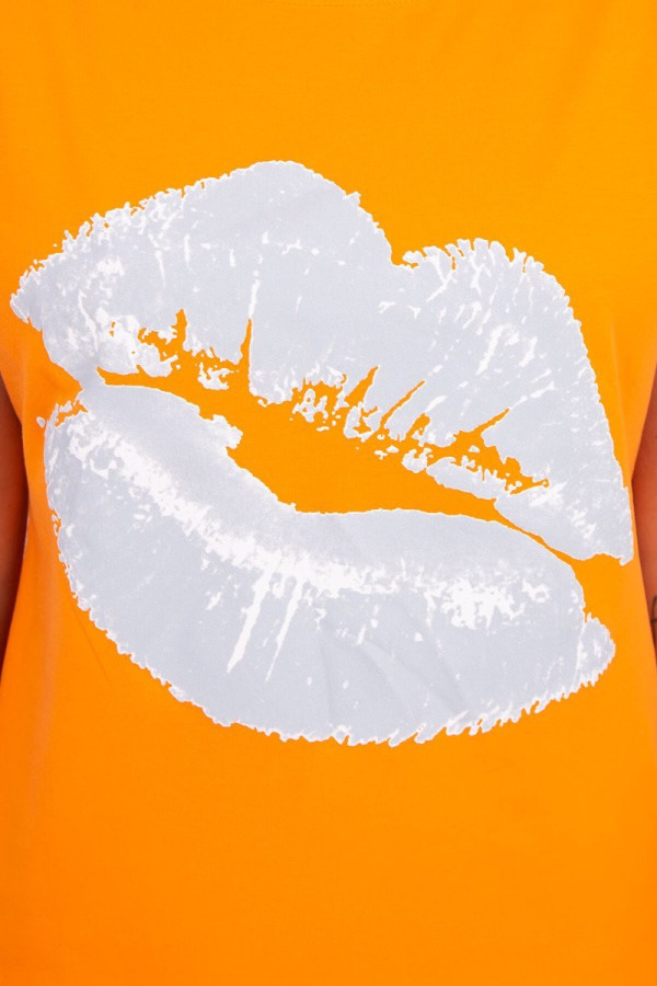 Tričko s potiskem rtů model 885 oranžové
