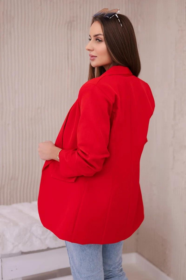 Elegantní sako s nařasenými rukávy model 9709 červené