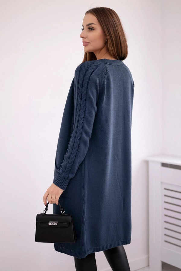 Kardiganový svetr s kapsami model 2020-3 barva džínová