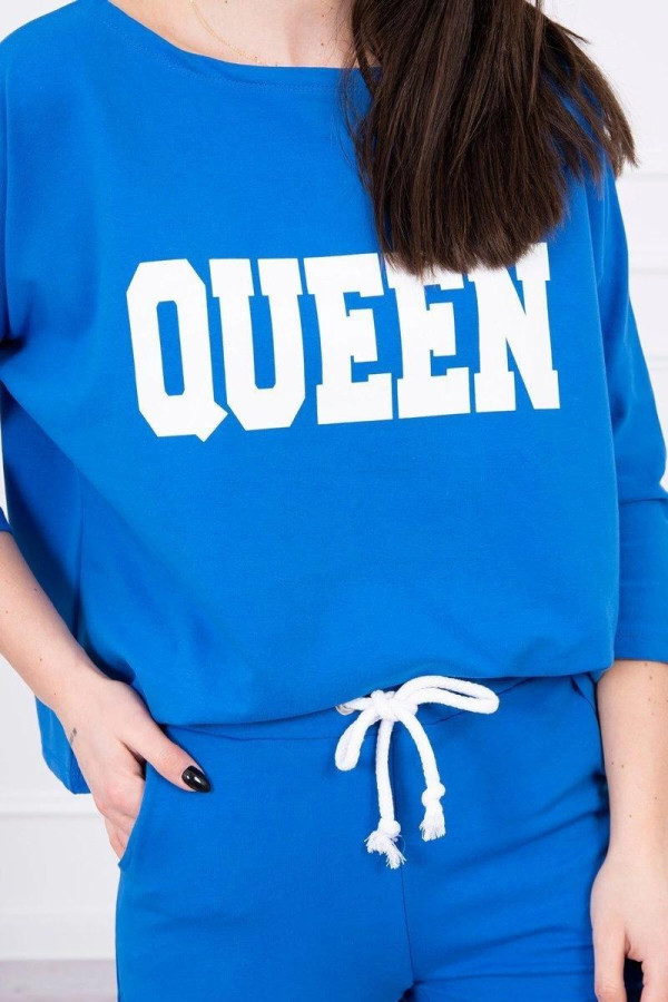 Tepláková souprava s nápisem Queen model 66977 královská modrá