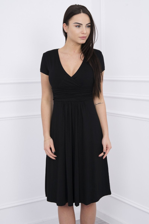 Volné šaty s krátkým rukávem model 60942 černé