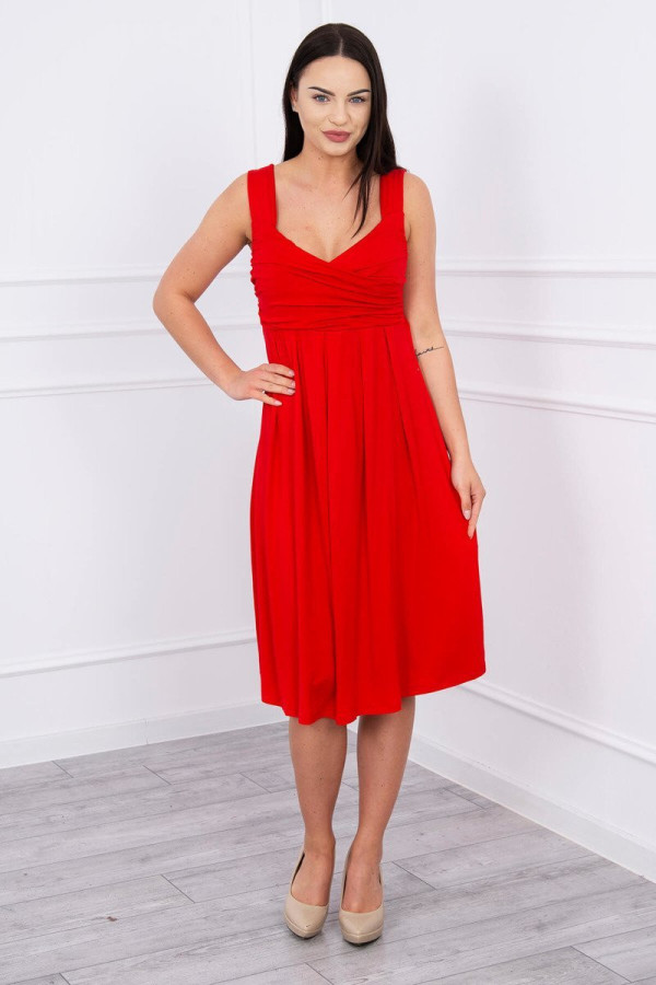Volné šaty s širokými ramínky model 61063 červené