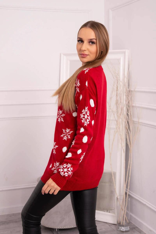 Vánoční svetr s medvídkem model 2021-19 červený
