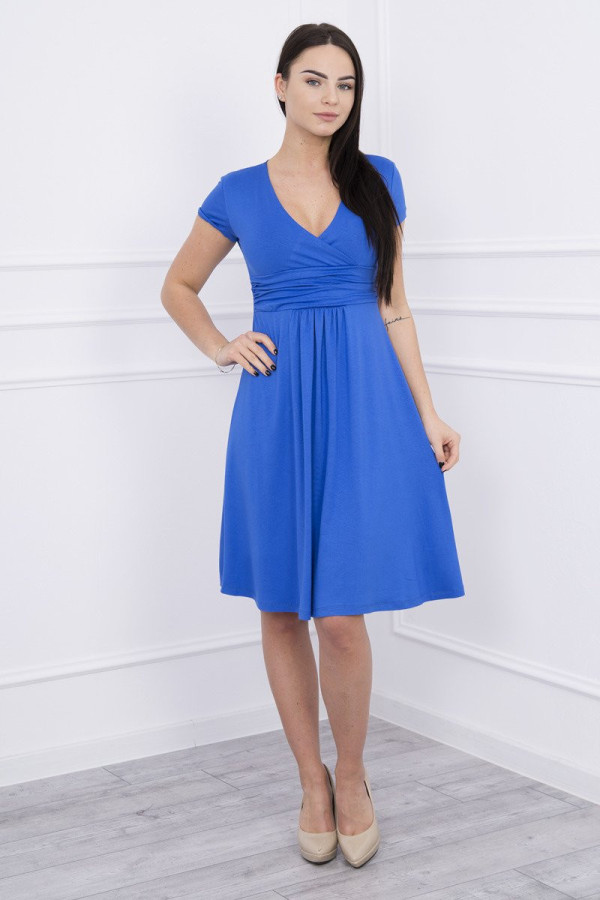Volné šaty s krátkým rukávem model 60942 barva královská modrá