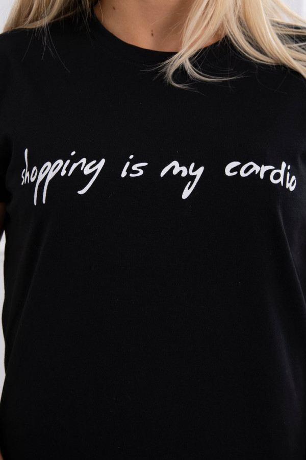 Tričko s nápisem Shopping is my cardio černé