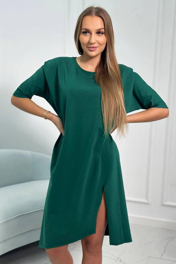 Tunikové oversize šaty model 9335 tmavě zelené