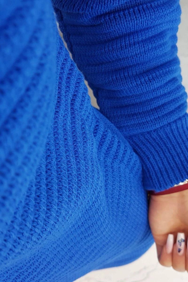 Dlouhý pruhovaný svetr/šaty model 2019-38 barva královská modrá