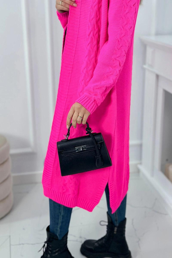 Kardigánový úpletový svetr model 2019-1 neonově růžový