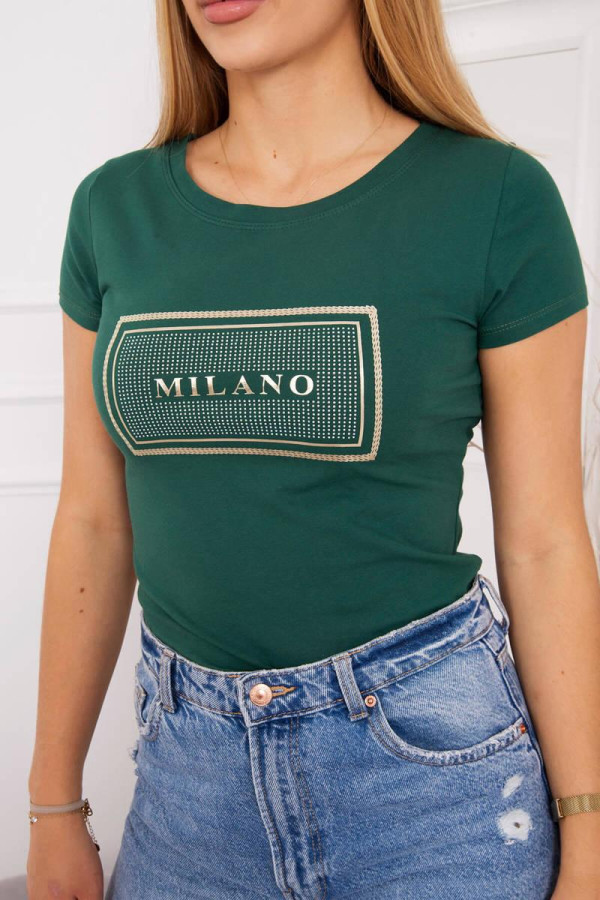 Triko Milano se zirkony tmavě zelené