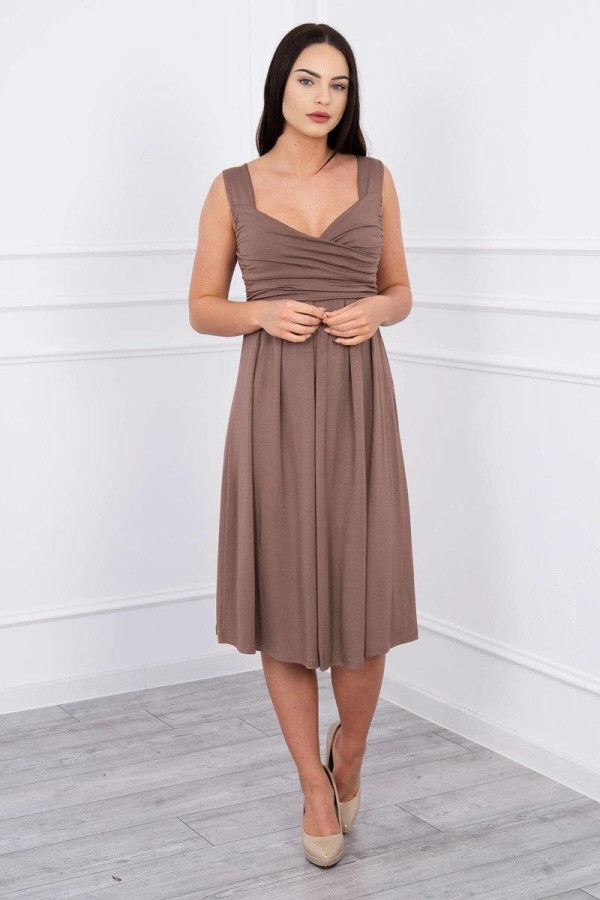 Volné šaty s širokými ramínky barva model 61063 cappuccino
