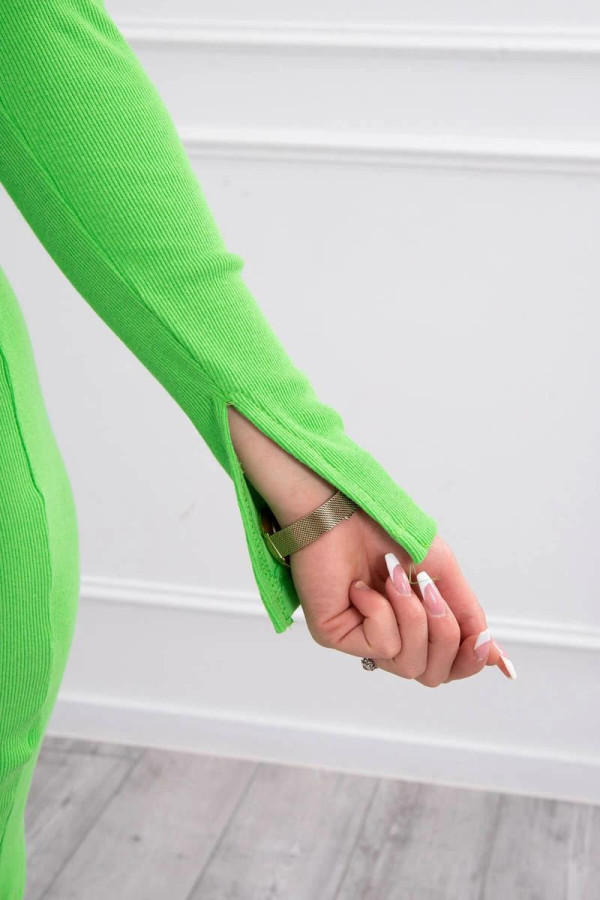 Obtažené šaty s řetězem v dekoltu model 9336 neonově zelené