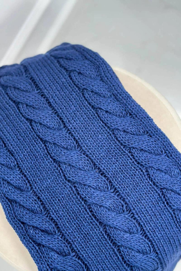 Komplet - dámská čepice s kožešinkovou bambulí + komín PLK3 barva námořnická modrá